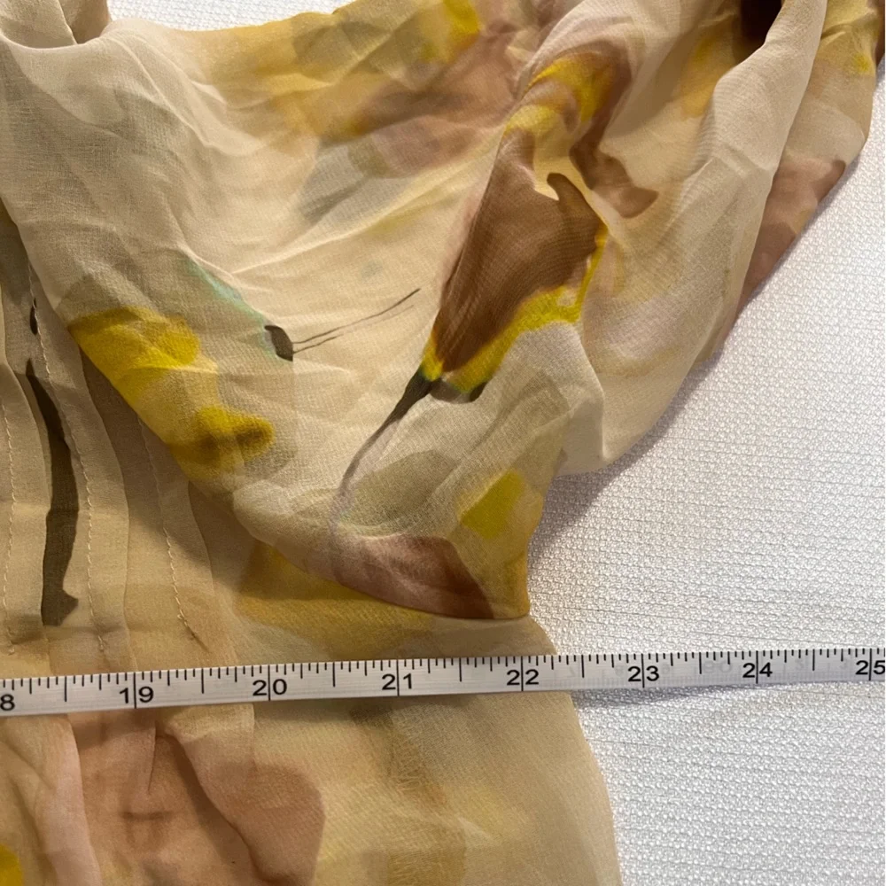 ZARA Scarf Detail Floral Print Oversized Shirt | Ecru/Yellow - Picture 13 of 14